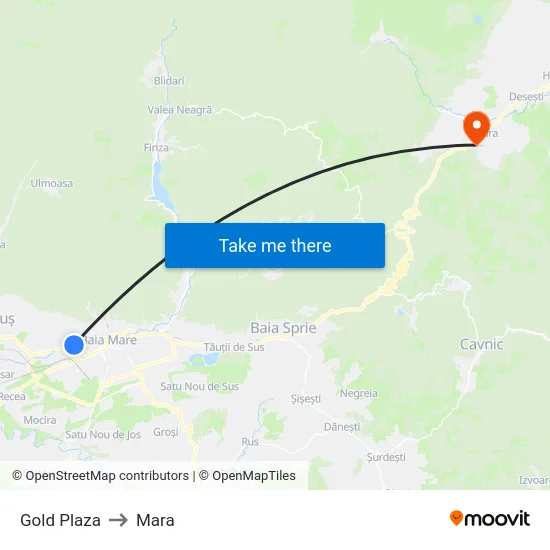 Gold Plaza to Mara map