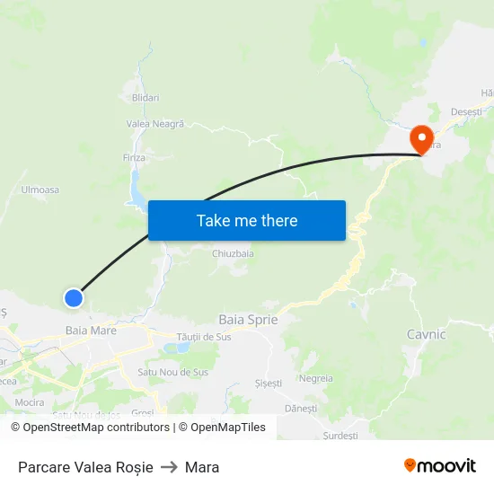 Parcare Valea Roșie to Mara map