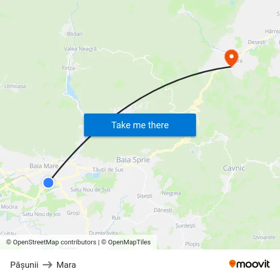 Pășunii to Mara map