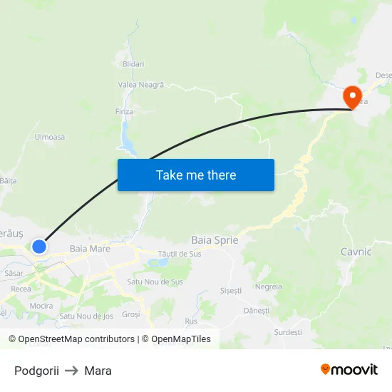 Podgorii to Mara map