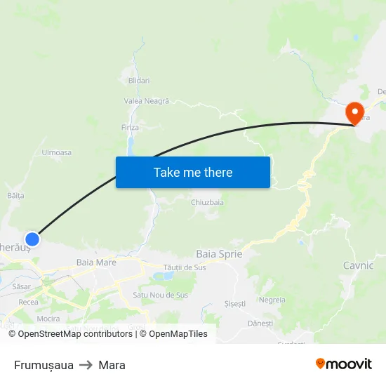 Frumușaua to Mara map