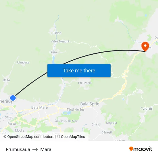 Frumușaua to Mara map