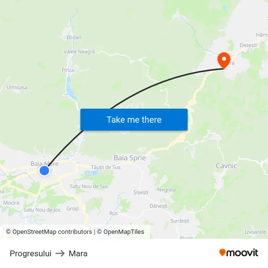 Progresului to Mara map