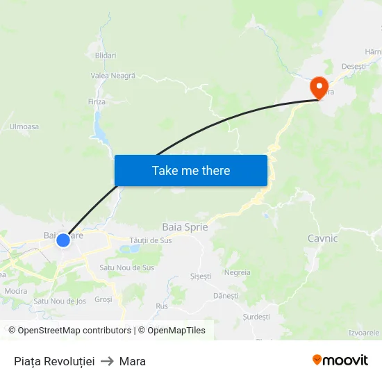 Piața Revoluției to Mara map