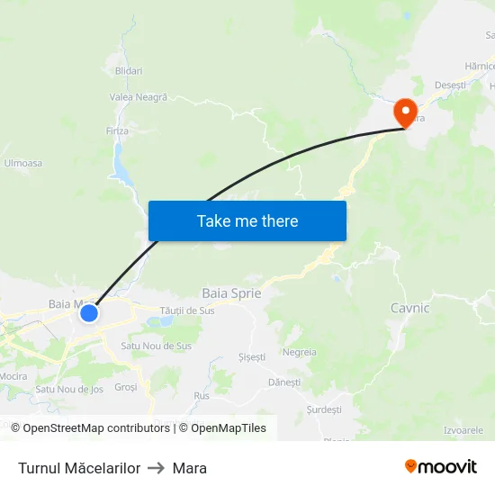Turnul Măcelarilor to Mara map