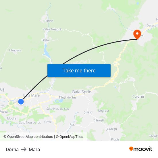 Dorna to Mara map