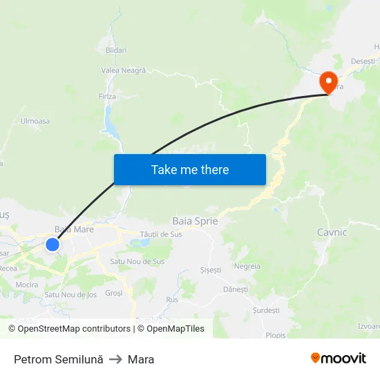 Petrom Semilună to Mara map