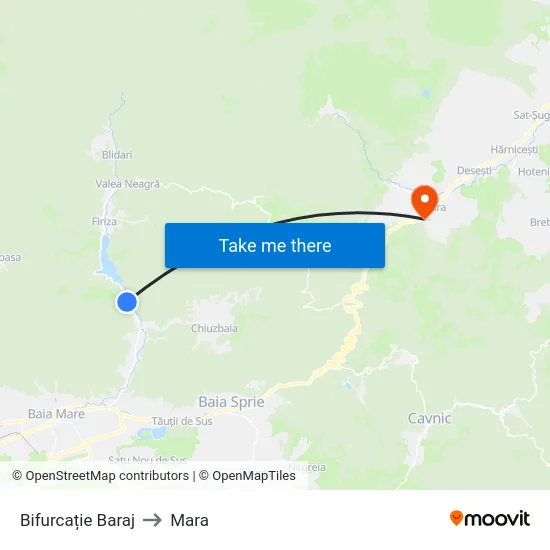 Bifurcație Baraj to Mara map