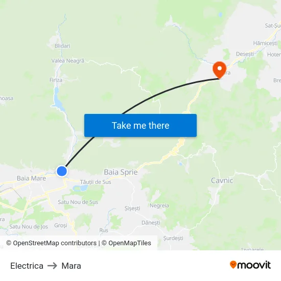 Electrica to Mara map