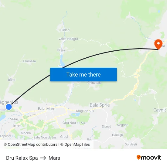 Dru Relax Spa to Mara map