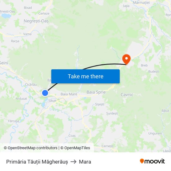 Primăria Tăuții Măgherăuș to Mara map