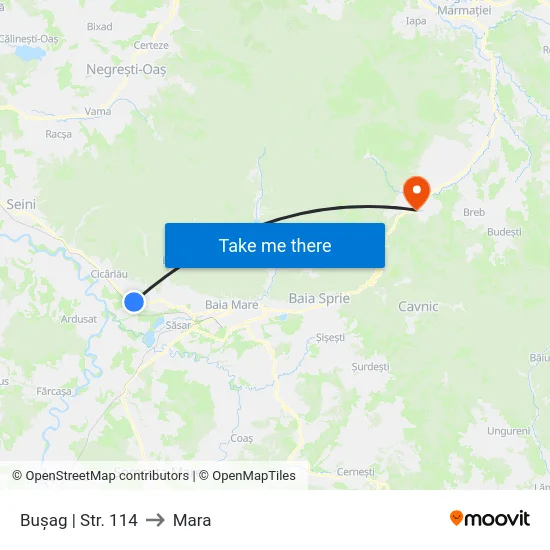 Bușag | Str. 114 to Mara map