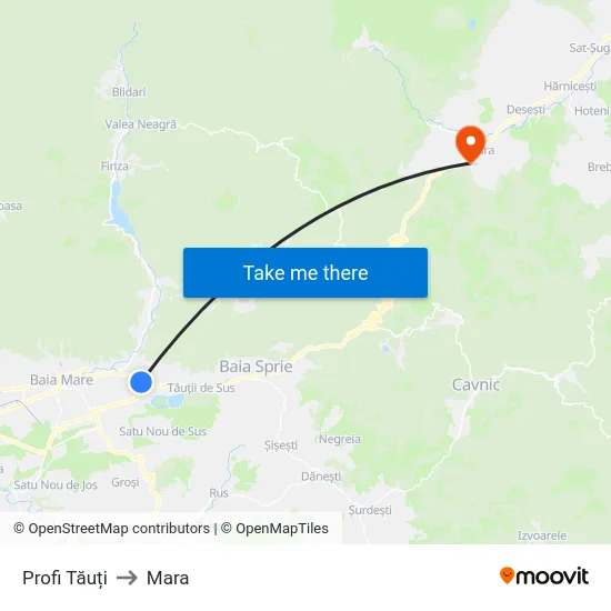 Profi Tăuți to Mara map