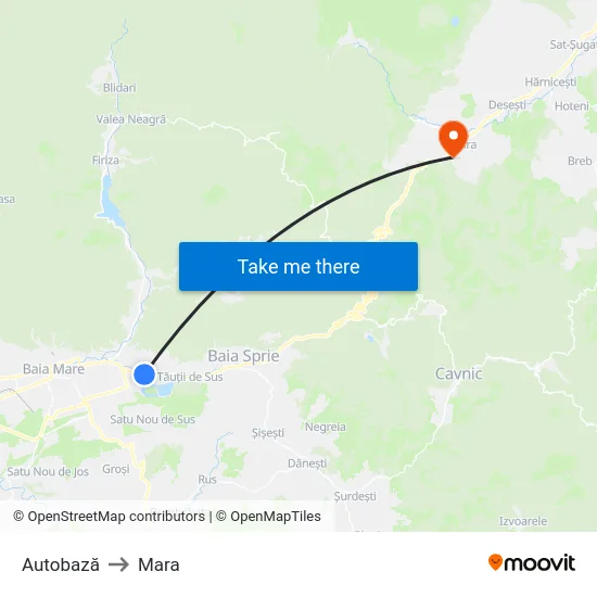 Autobază to Mara map