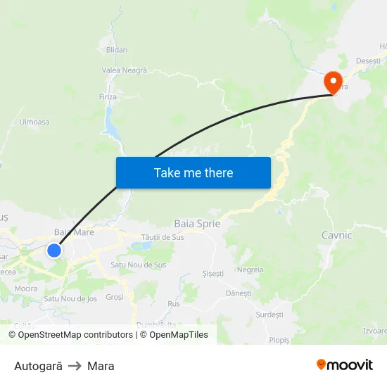 Autogară to Mara map