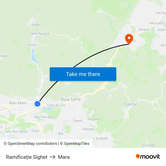 Ramificație Sighet to Mara map