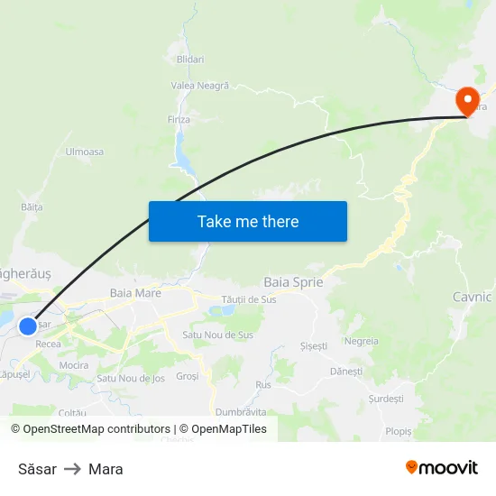 Săsar to Mara map