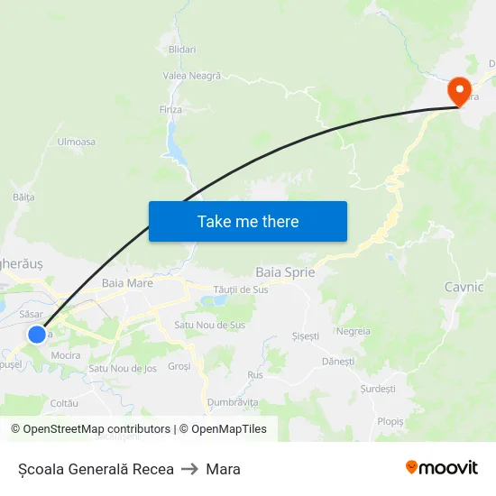 Școala Generală Recea to Mara map