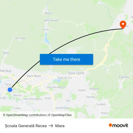 Școala Generală Recea to Mara map