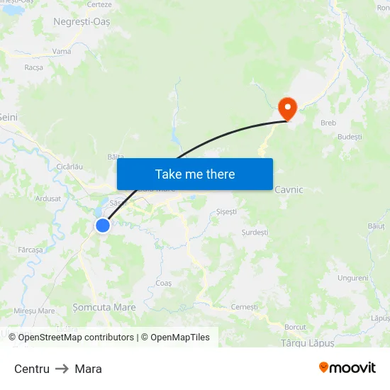 Centru to Mara map