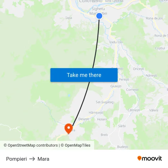 Pompieri to Mara map