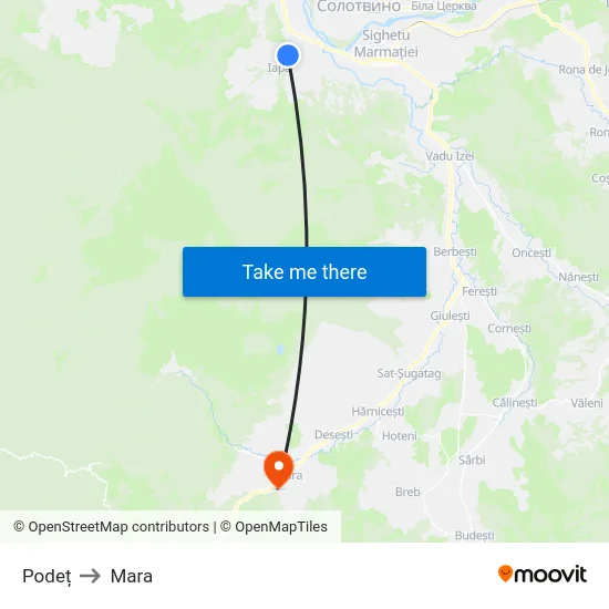 Podeț to Mara map