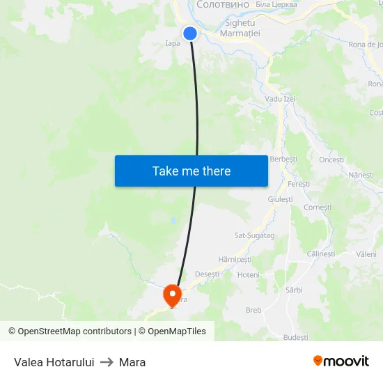 Valea Hotarului to Mara map