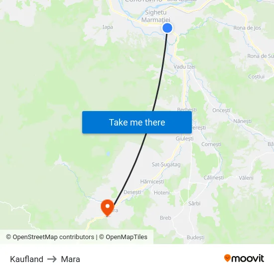 Kaufland to Mara map