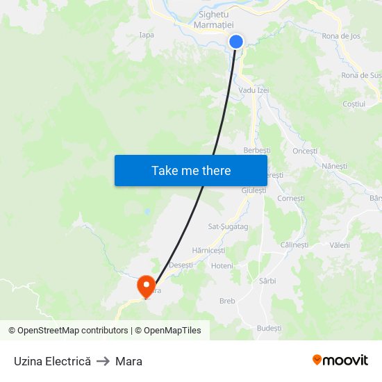 Uzina Electrică to Mara map