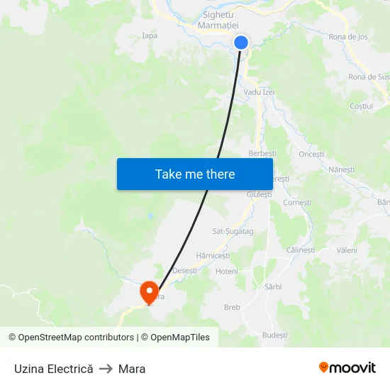 Uzina Electrică to Mara map