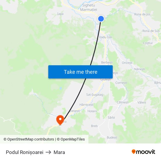 Podul Ronișoarei to Mara map