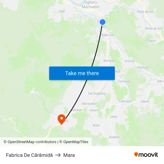 Fabrica De Cărămidă to Mara map