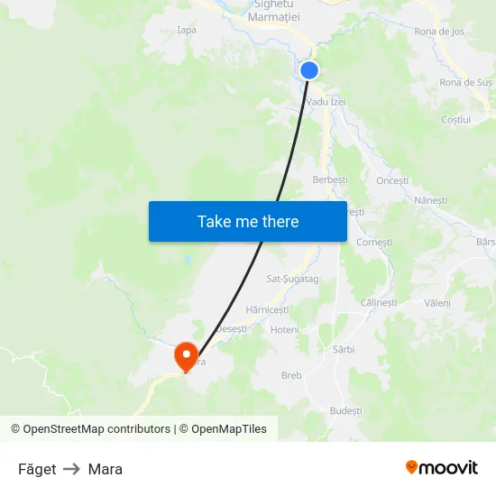 Făget to Mara map