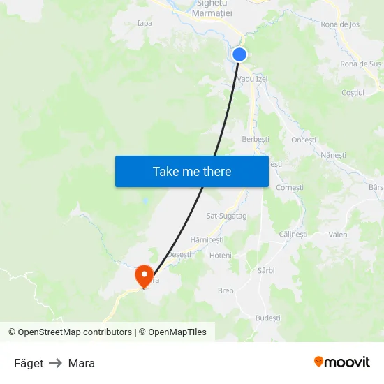 Făget to Mara map