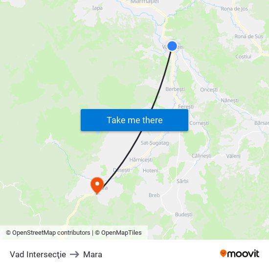 Vad Intersecţie to Mara map