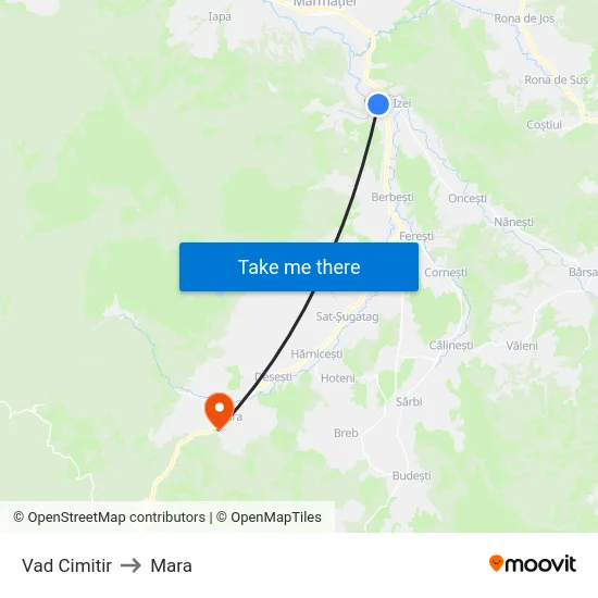 Vad Cimitir to Mara map