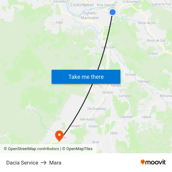Dacia Service to Mara map