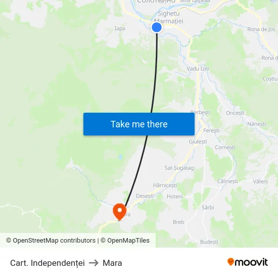 Cart. Independenței to Mara map