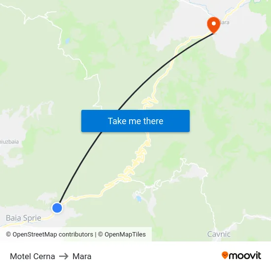 Motel Cerna to Mara map