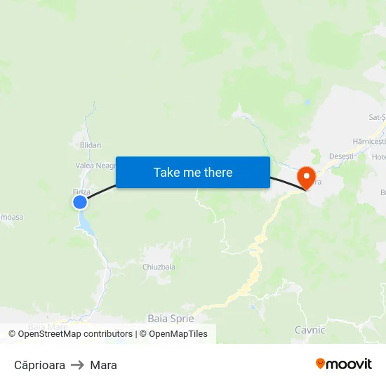 Căprioara to Mara map