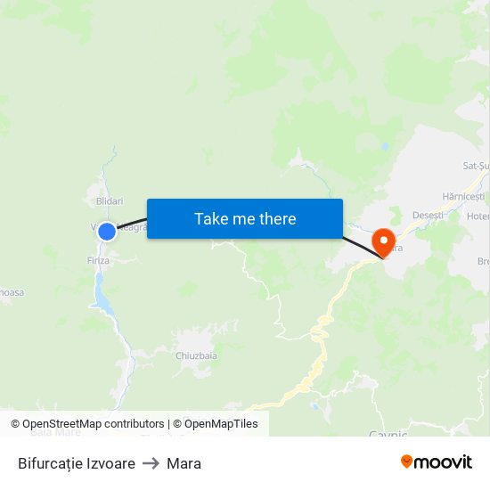 Bifurcație Izvoare to Mara map