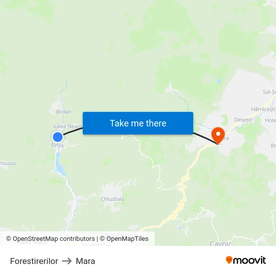 Forestirerilor to Mara map