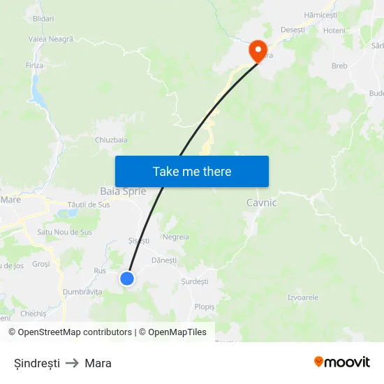 Șindrești to Mara map