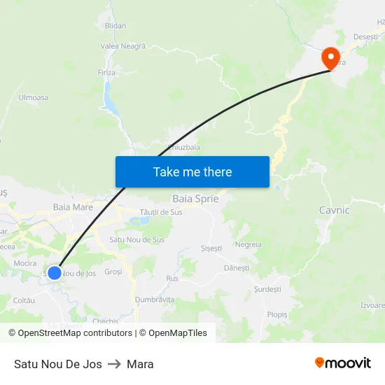 Satu Nou De Jos to Mara map