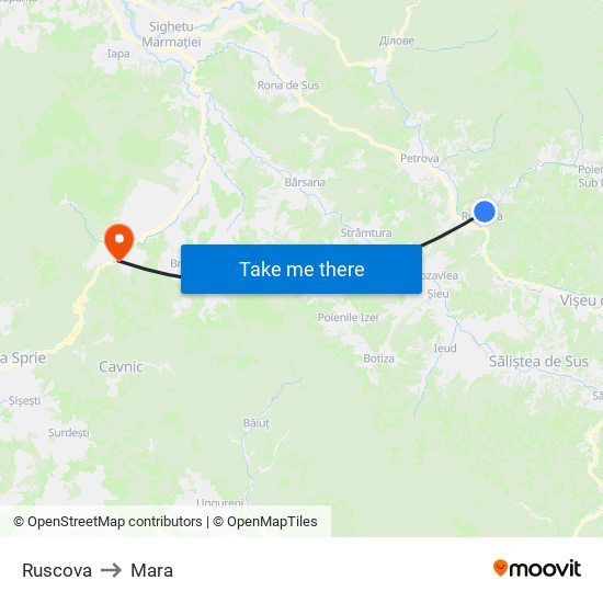 Ruscova to Mara map