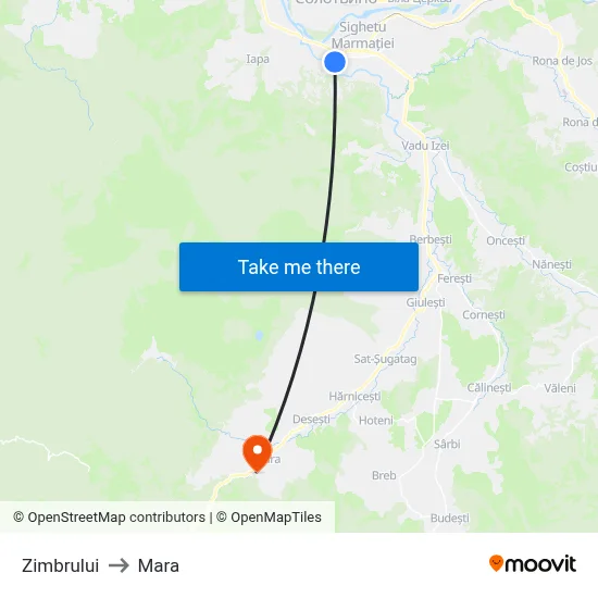 Zimbrului to Mara map