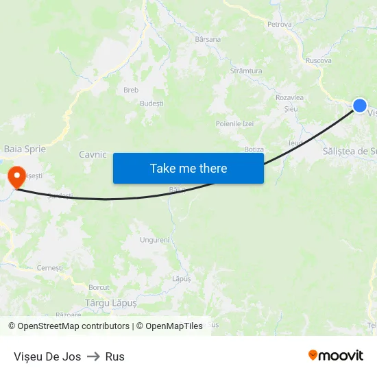 Vișeu De Jos to Rus map