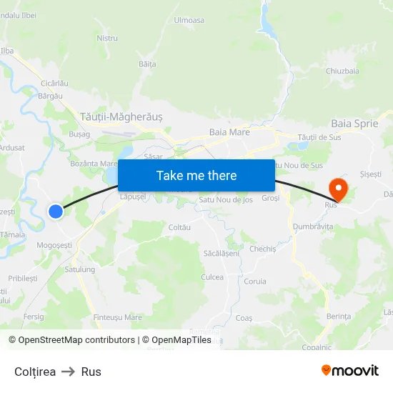 Colțirea to Rus map