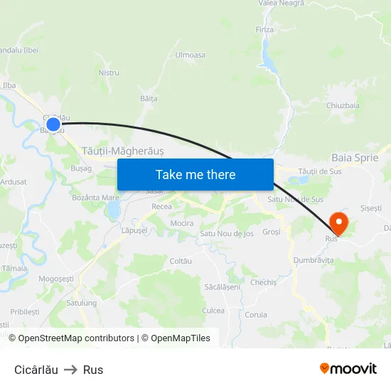 Cicârlău to Rus map