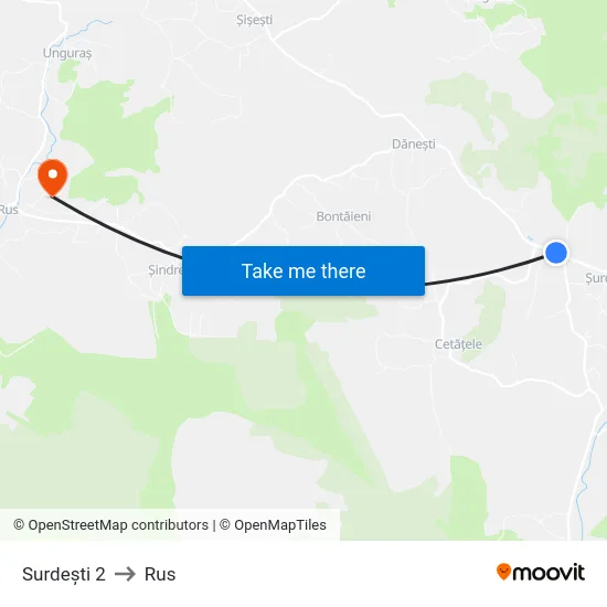 Surdești 2 to Rus map